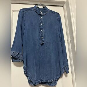 LOFT Classic Blue Denim Tunic Shirt